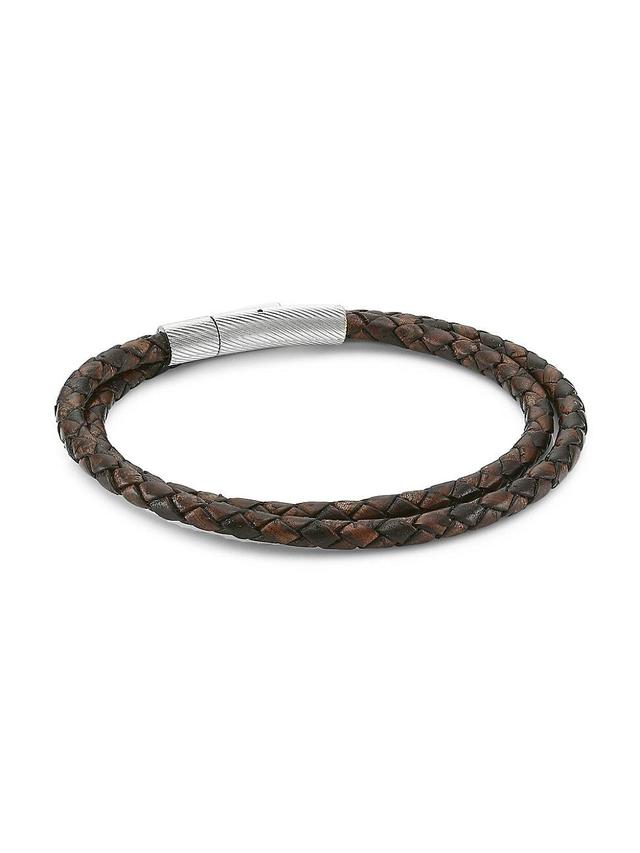 Mens Village Braided Leather Bracelet Product Image