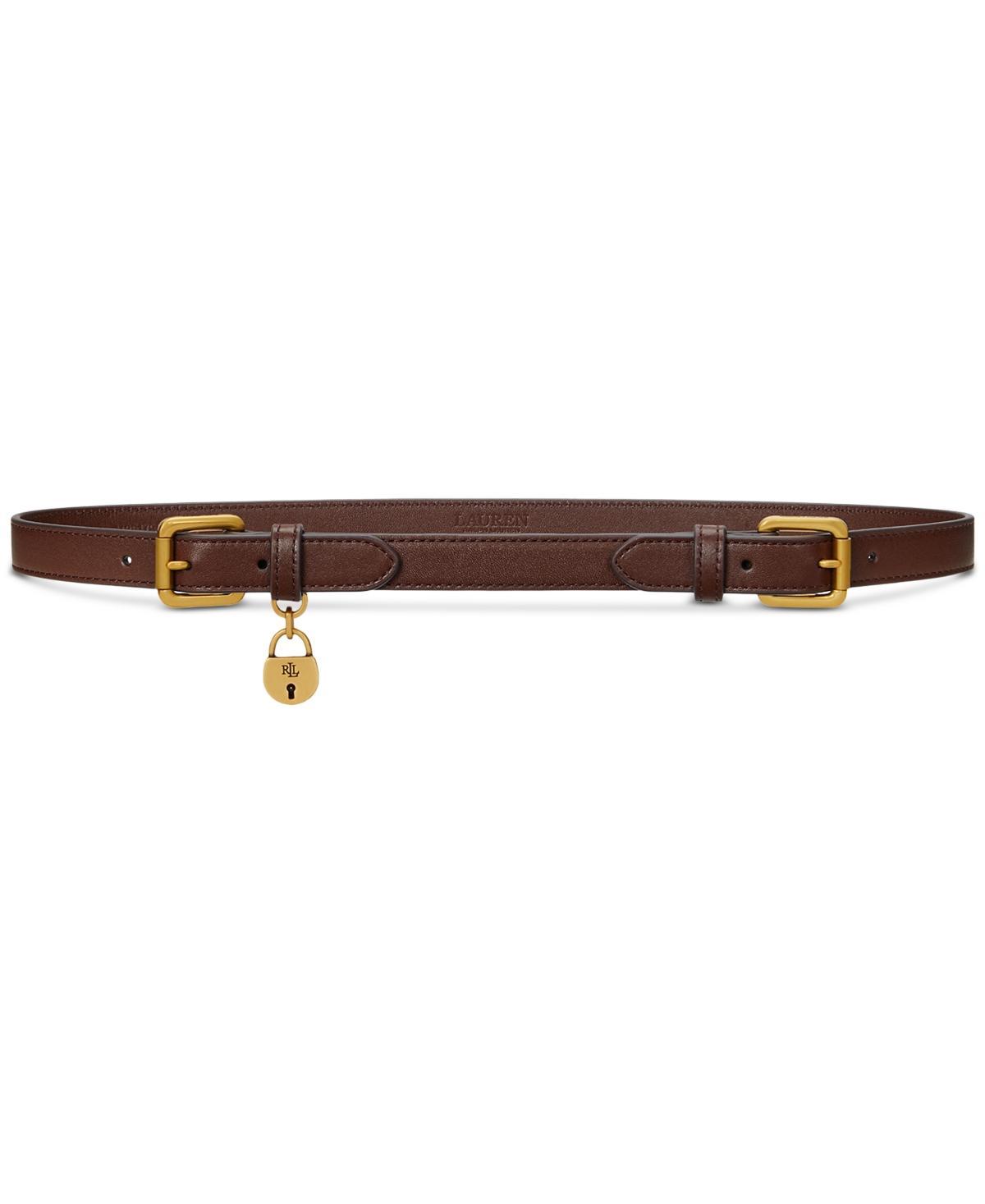 Lauren Ralph Lauren Womens Leather Padlock Double Buckle Skinny Belt Product Image