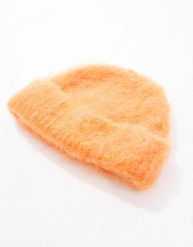 ASOS DESIGN fluffy wool mix beanie in orange Product Image