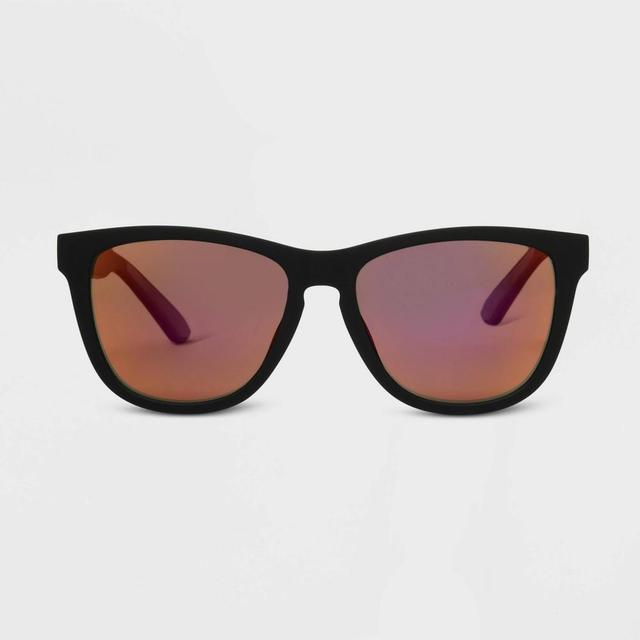 Womens Rubberized Plastic Square Sunglasses with Mirrored Polarized Lenses - All In Motion Product Image
