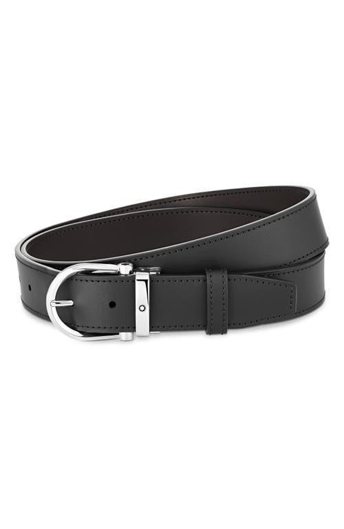 Mens Reversible Horseshoe Buckle Leather Belt Product Image