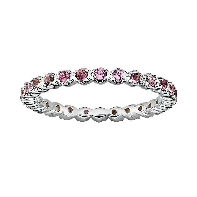 Stacks & Stones Sterling Silver Pink Tourmaline Stack Ring, Womens Product Image