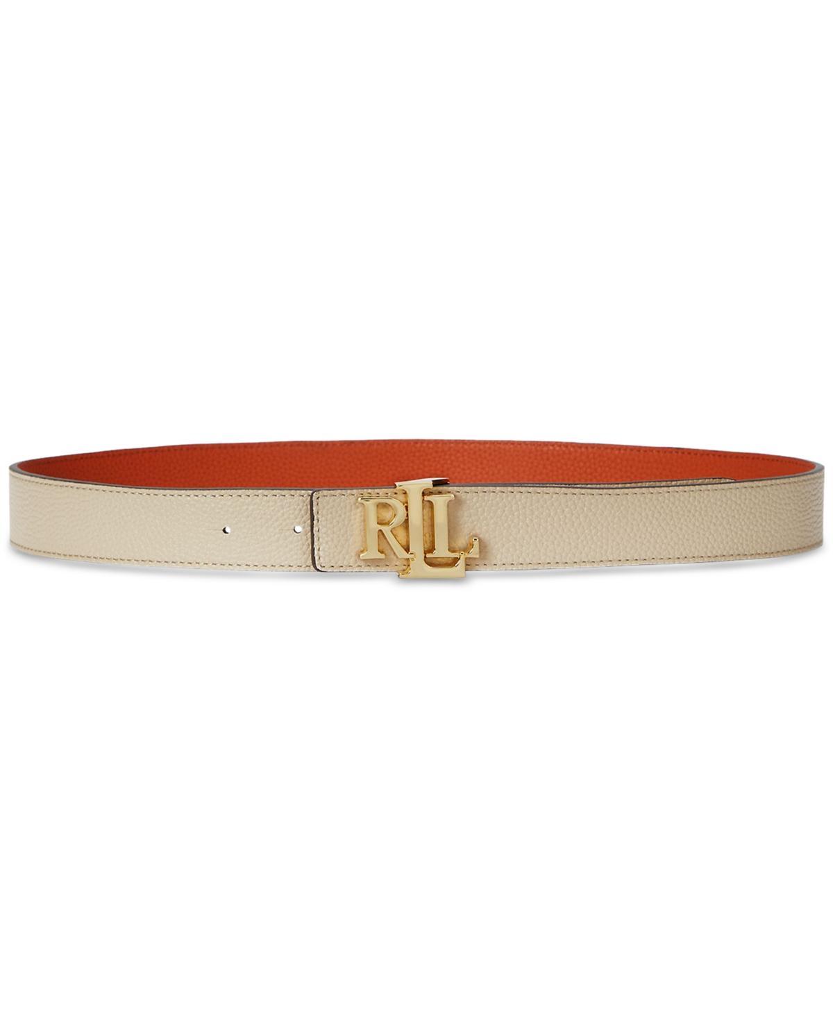 Lauren Ralph Lauren Womens Logo Reversible Pebbled Leather Belt - Explorer Sand Product Image