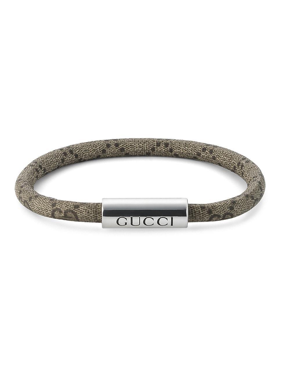 Mens Trademark Canvas & Sterling Silver Logo Bracelet Product Image