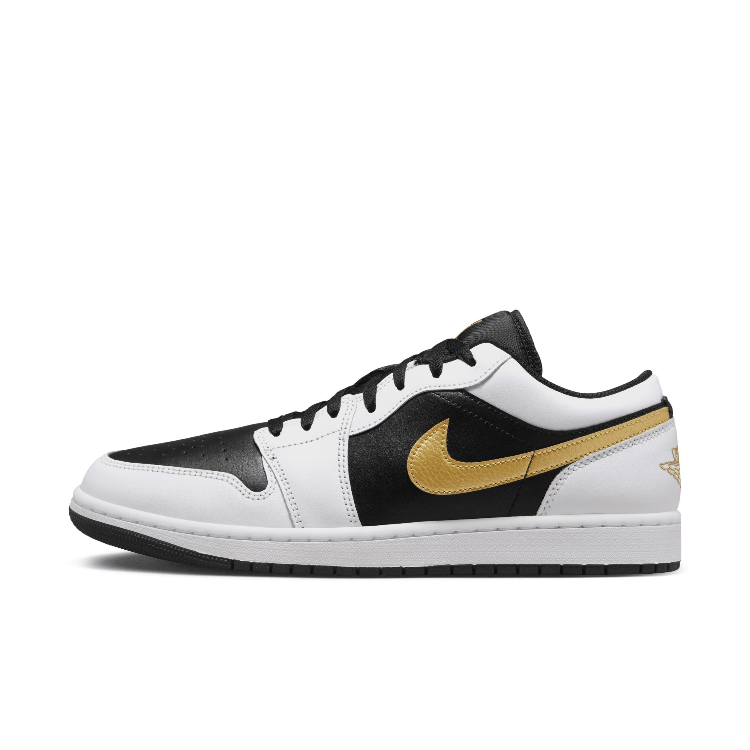 Jordan Mens Jordan AJ 1 Low - Mens Shoes Gold/White/Black Product Image