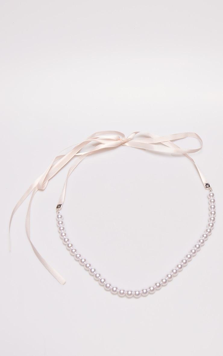 Pink Pearl Long Tie Bow Choker Product Image