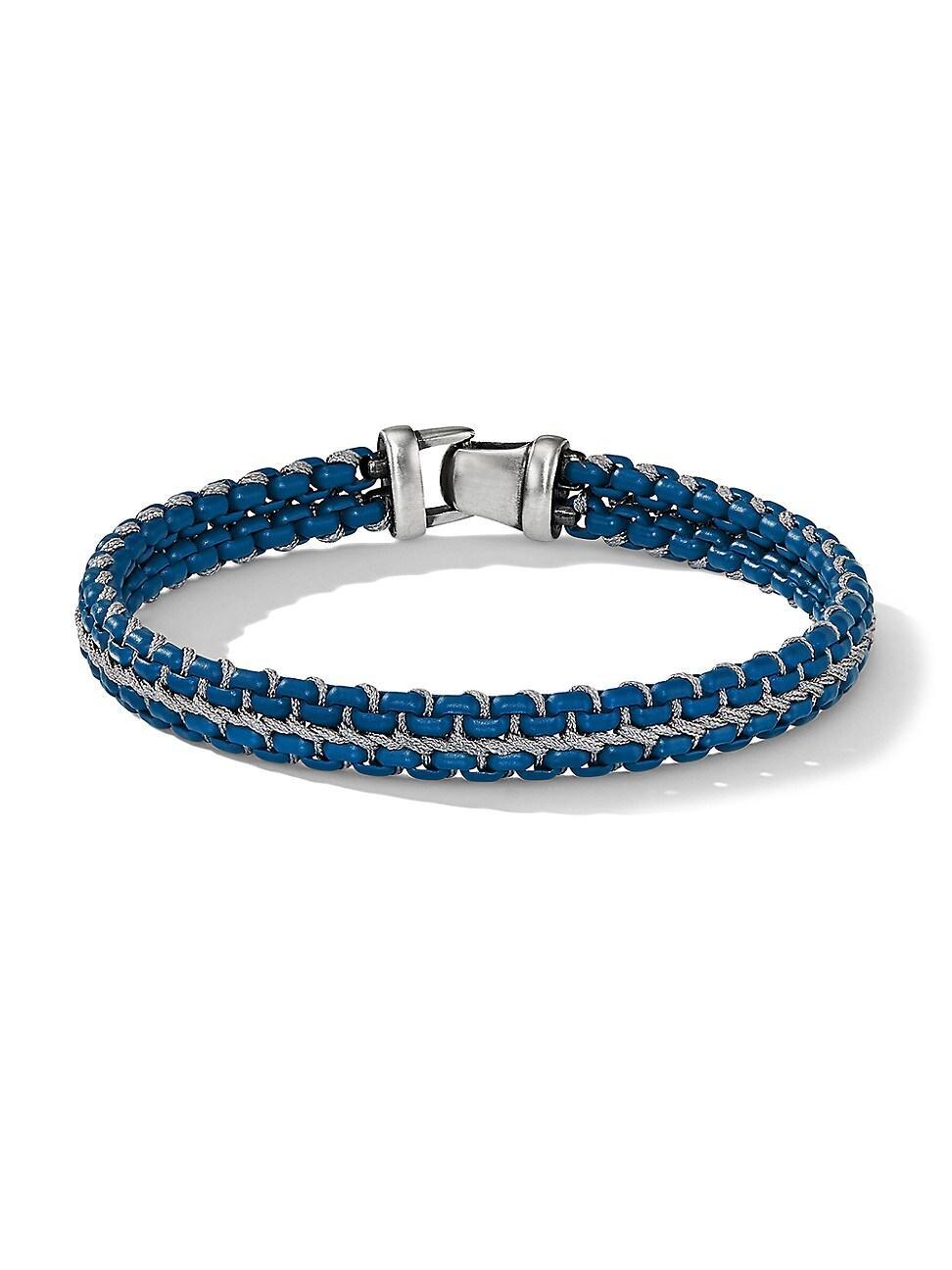 Mens Woven Box Chain Bracelet with Stainless Steel and Nylon Product Image