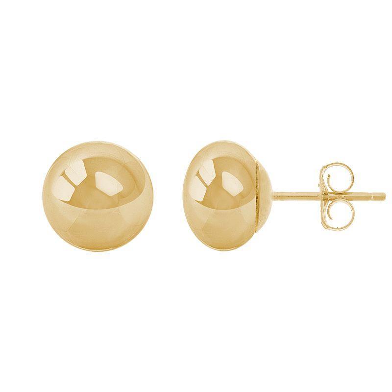 14K Rose Gold 8mm High Polish Button Ball Earrings, Womens, Yellow Product Image