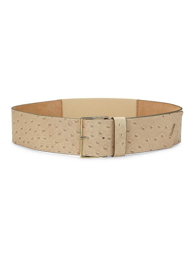 Womens Ostrich-Printed Leather Belt Product Image