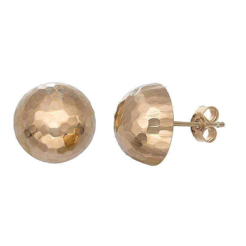 Jordan Blue 10k Gold Hammered Ball Stud Earrings, Womens Product Image