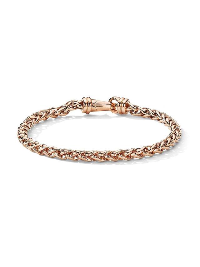 Mens Wheat Chain Bracelet In 18K Rose Gold Product Image