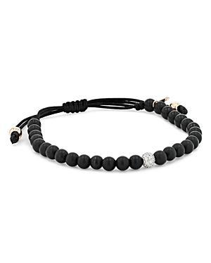 Alberto Milani Mens 18K White Gold, Diamond & Onyx Beaded Bracelet Product Image