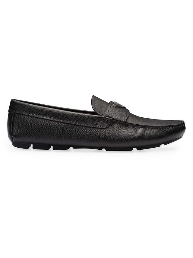 Mens Saffiano Leather Driver Loafers Product Image