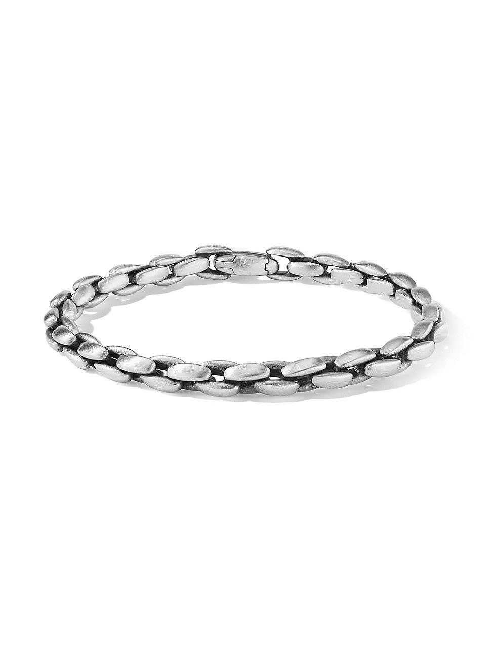 Mens Elongated Box Chain Bracelet in Sterling Silver, 6MM Product Image