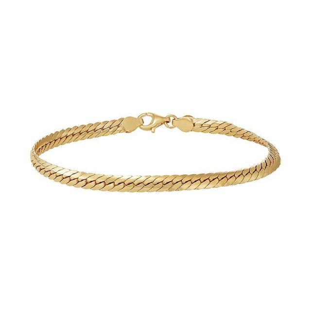 Mens Sterling Silver Herringbone Chain Bracelet, Size: 8.5, Yellow Product Image