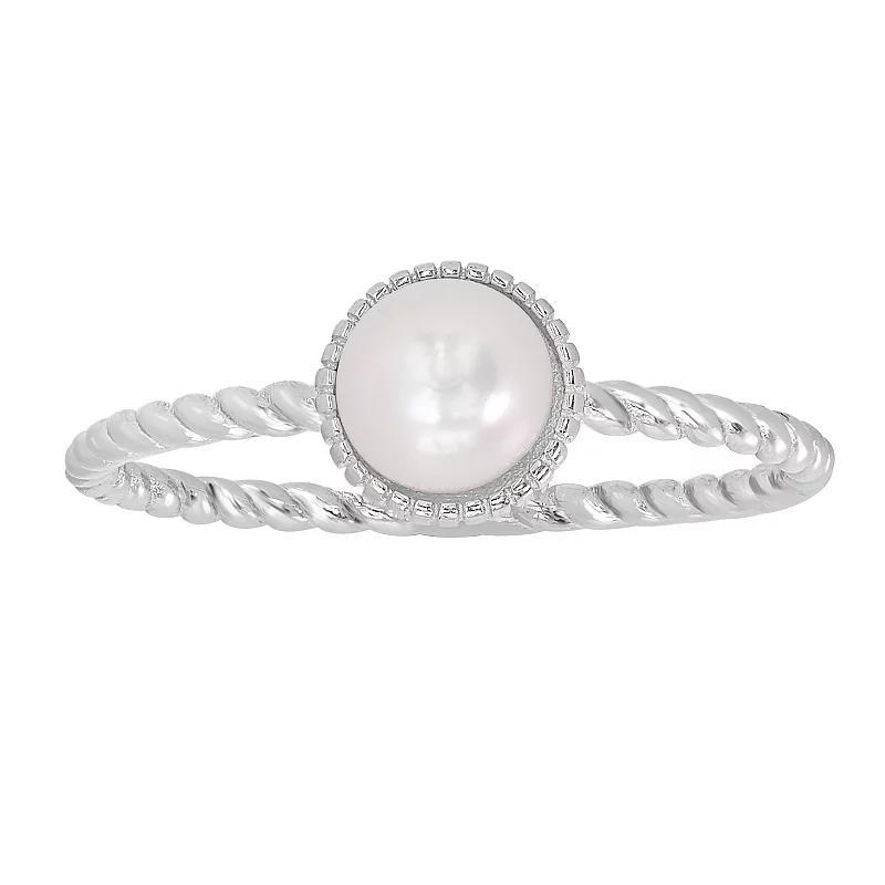 Gemistry Sterling Silver Freshwater Cultured Pearl Twist Ring, Womens White Product Image