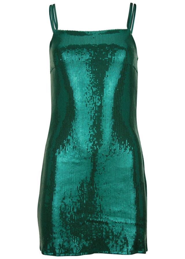 Double Strap Sequin Mini Dress - Aventurine Product Image