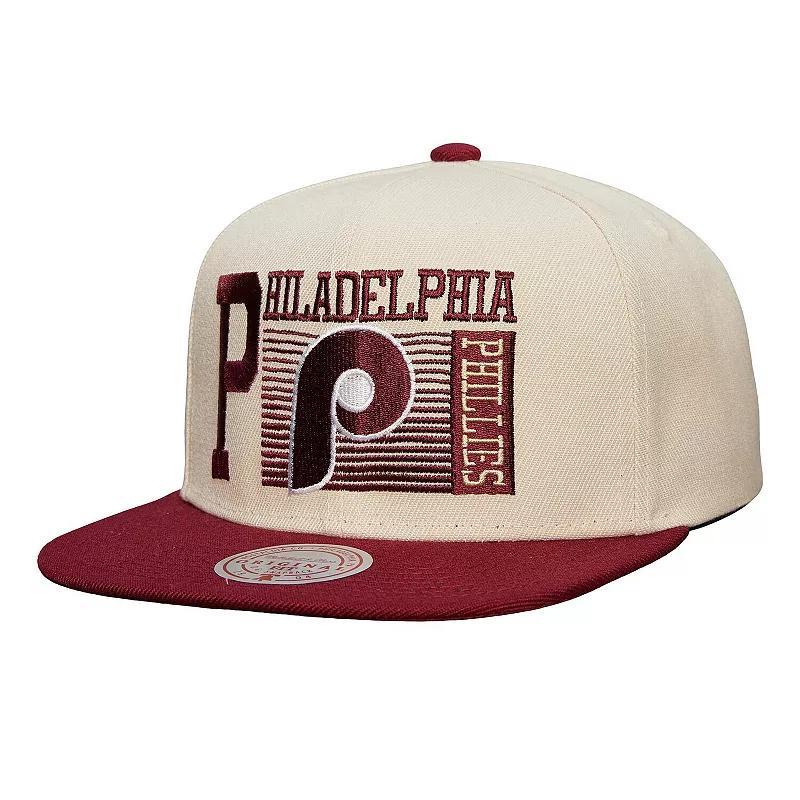 Mitchell & Ness Mens Cream Philadelphia Phillies Cooperstown Collection Speed Zone Snapback Hat Product Image