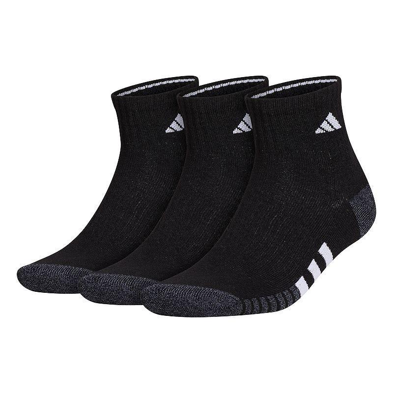 adidas Mens 3-pk. Cushioned Quarter Logo Socks Product Image