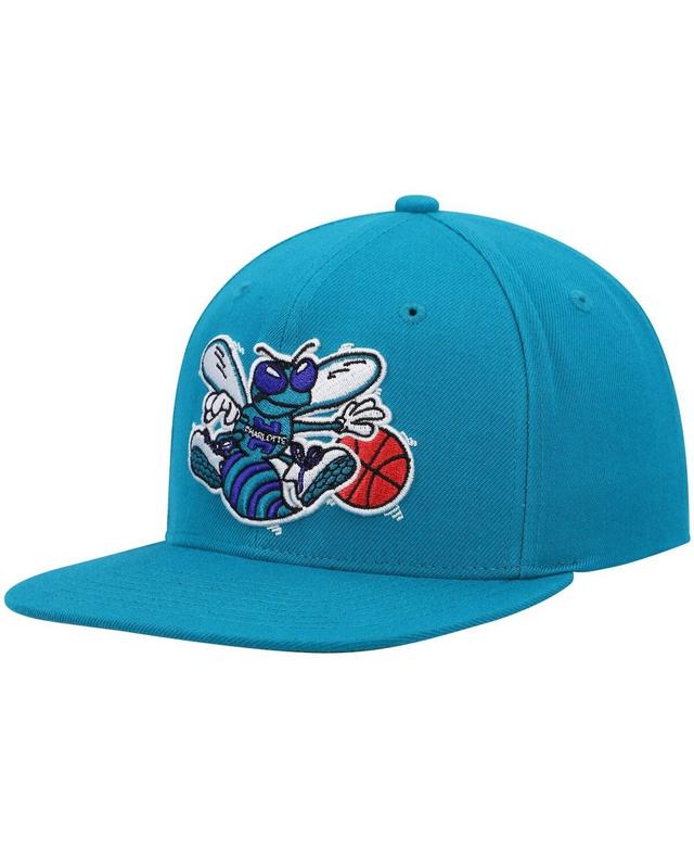 Mens Mitchell & Ness Teal Charlotte Hornets Hardwood Classics Team Ground 2.0 Snapback Hat Product Image