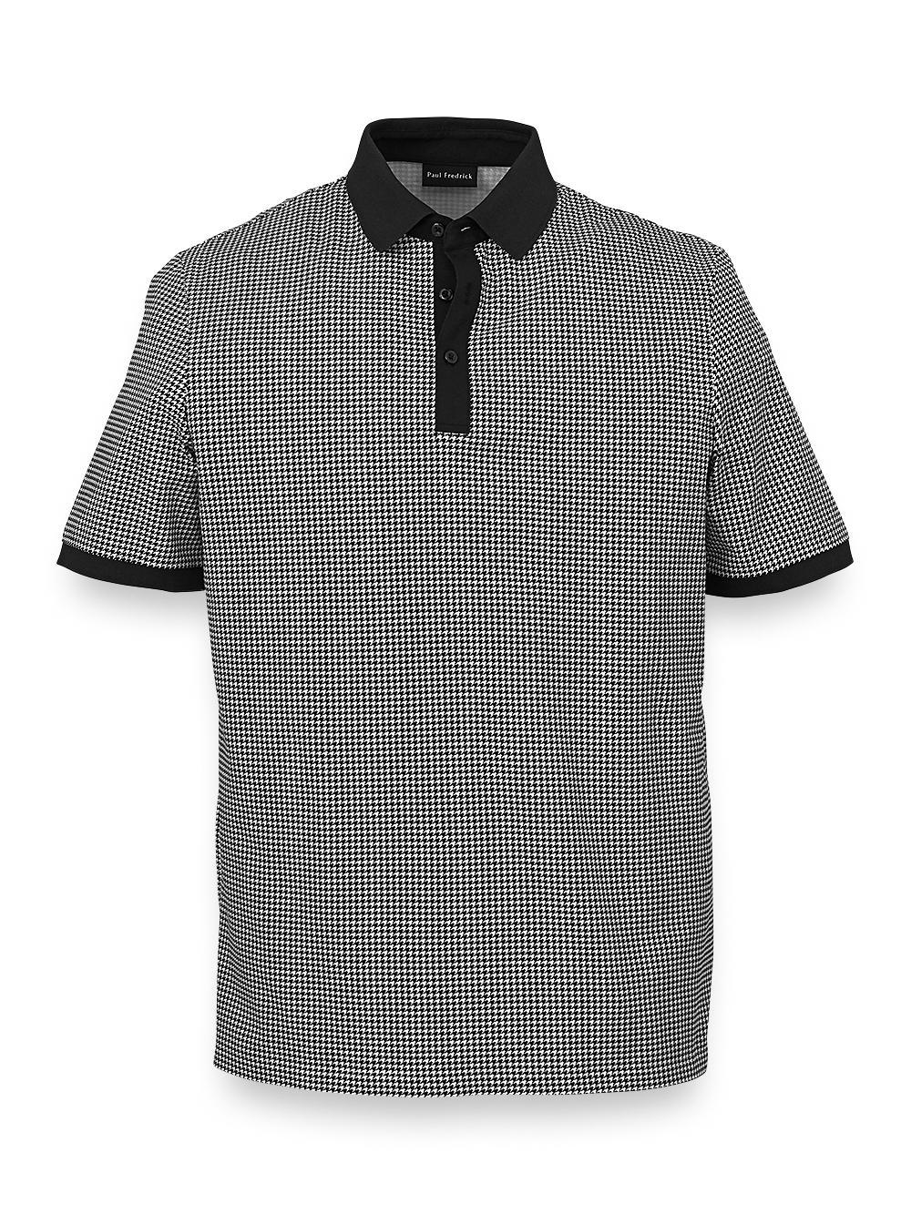 Cotton Blend Three Button Polo - Black/white Product Image