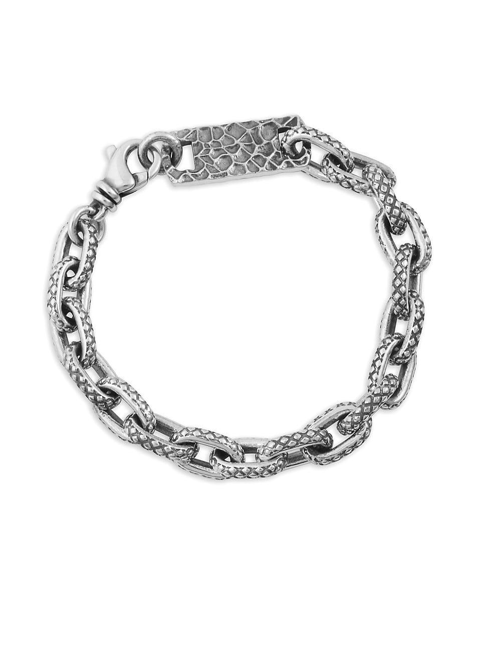 Mens Oval Link Sterling Silver Bracelet Product Image