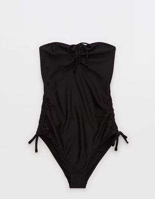 Aerie Shine Rib Strapless Cheeky One Piece Swimsuit Product Image