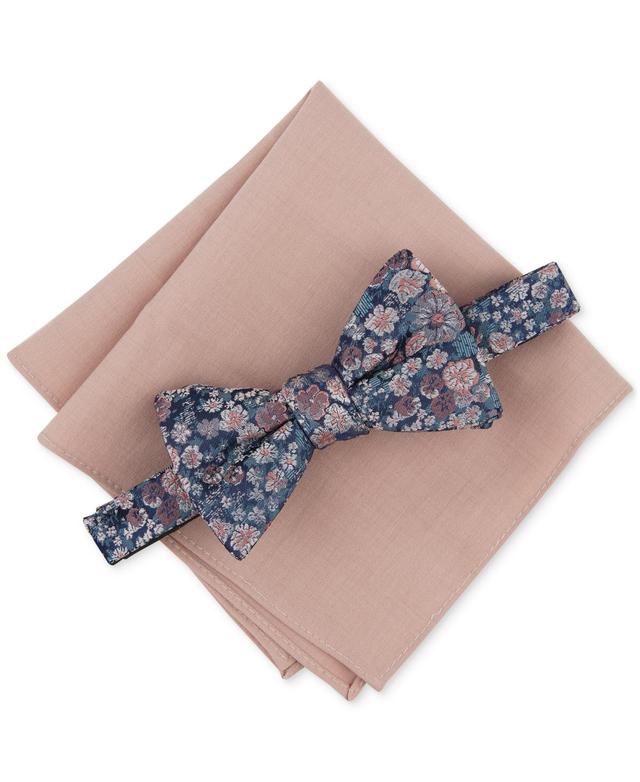 Bar Iii Mens Charland Floral Bow Tie & Solid Pocket Square Set, Created for Macys Product Image