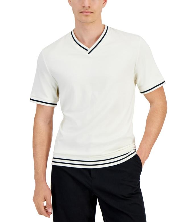 Alfani Mens Regular-Fit Tipped Ponte-Knit V-Neck T-Shirt, Created for Macys Product Image