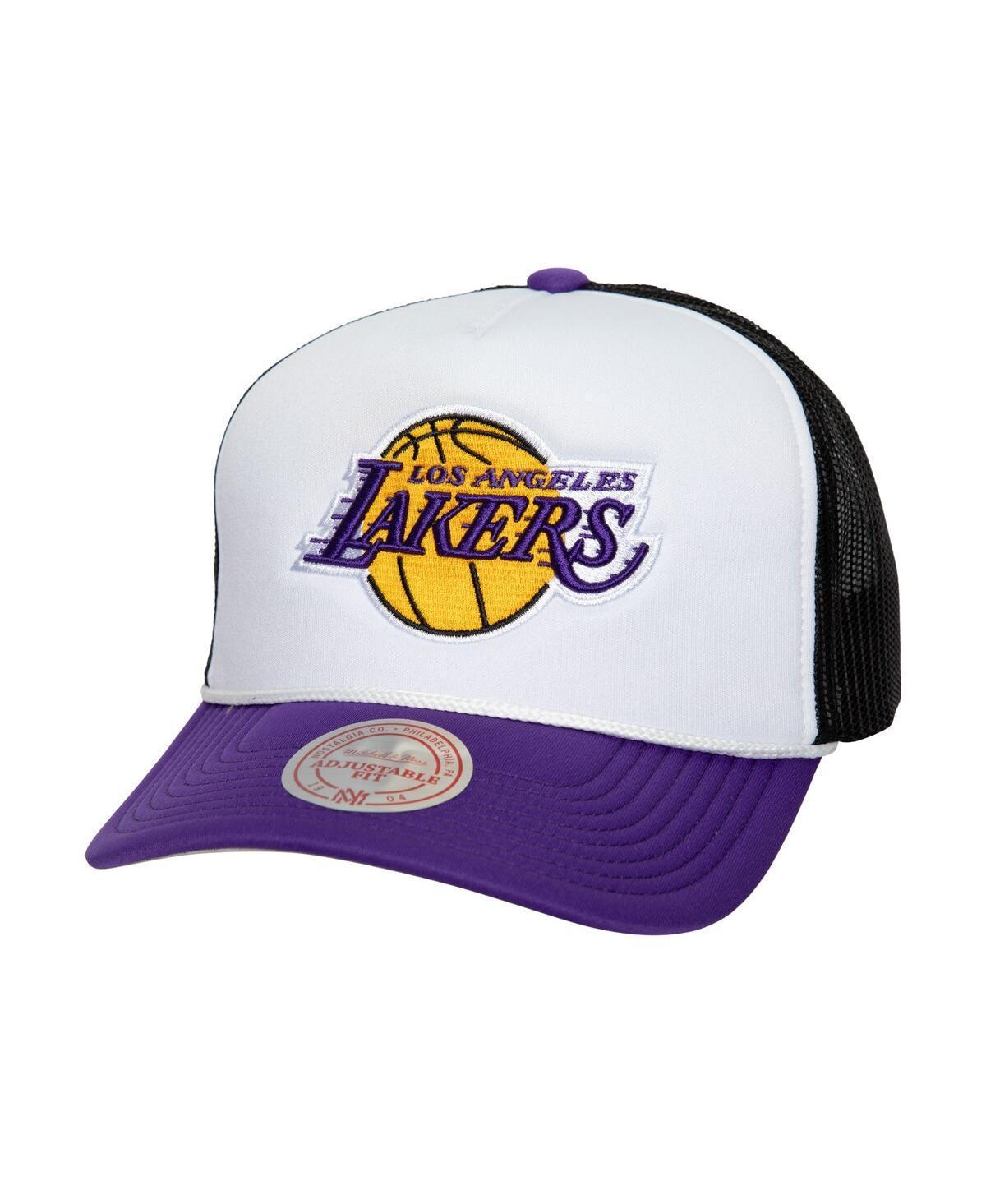 Mens Mitchell & Ness Los Angeles Lakers Hardwood Classics Blocker Foam Front Trucker Snapback Hat Product Image