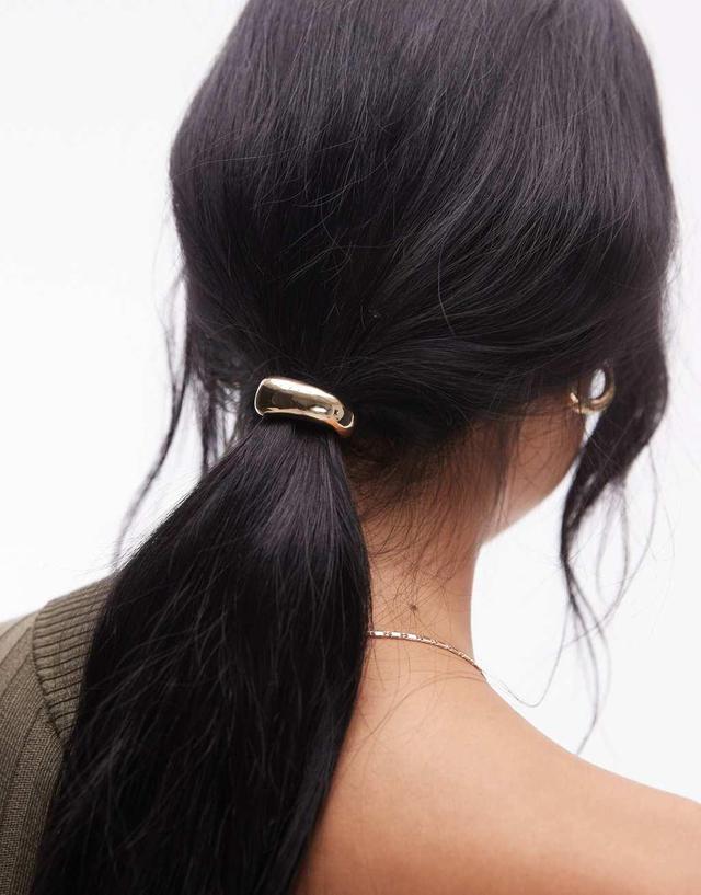 Topshop Hannah small metal hair cuff in gold Product Image