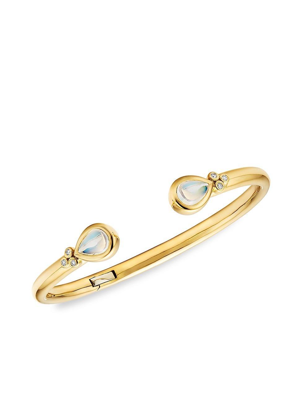 Womens CI Color Bellina 18K Yellow Gold, Blue Moonstone & Diamond Cuff Bracelet Product Image