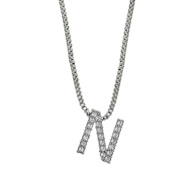 Brilliance Silver Plated Crystal Initial Pendant, Womens White Product Image