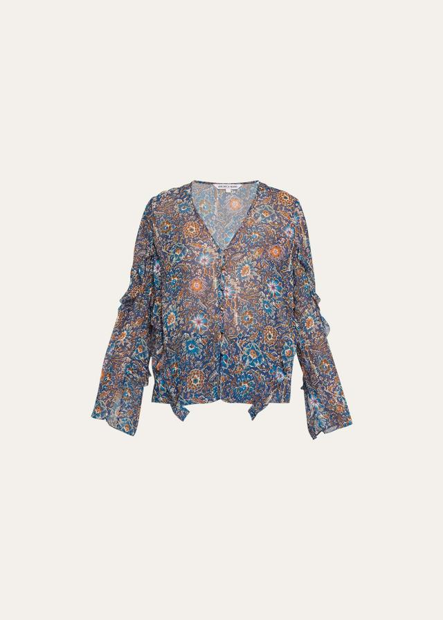 Veronica Beard Blanchett Floral Silk Top Product Image