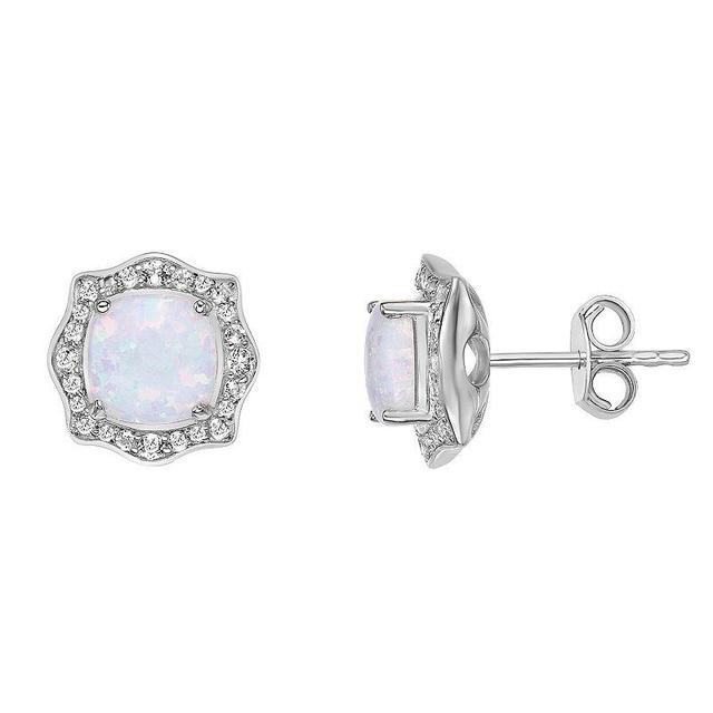 Gemminded Sterling Silver Lab-Created Opal & Lab-Created White Sapphire Earrings, Womens Product Image