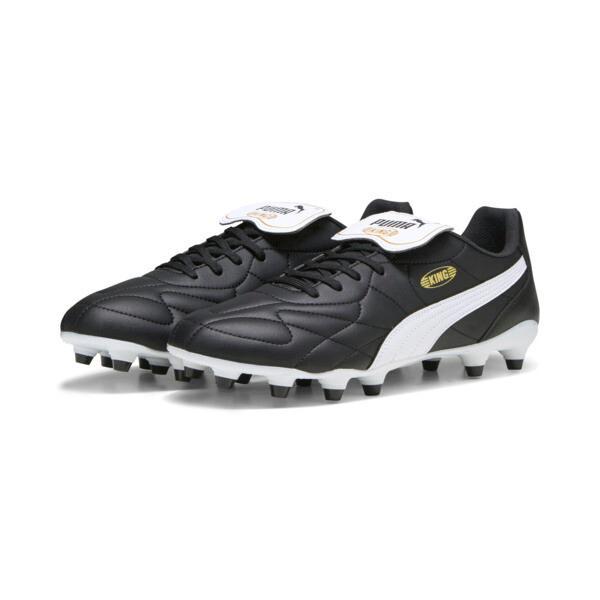 PUMA KING TOP Firm Ground/Artificial Ground Men's Soccer Cleats Shoes in Black/White/Gold Product Image