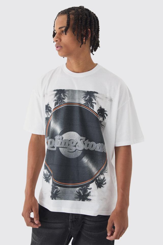 Oversized Rolling Stones Record License Print T-Shirt | boohooMAN USA Product Image