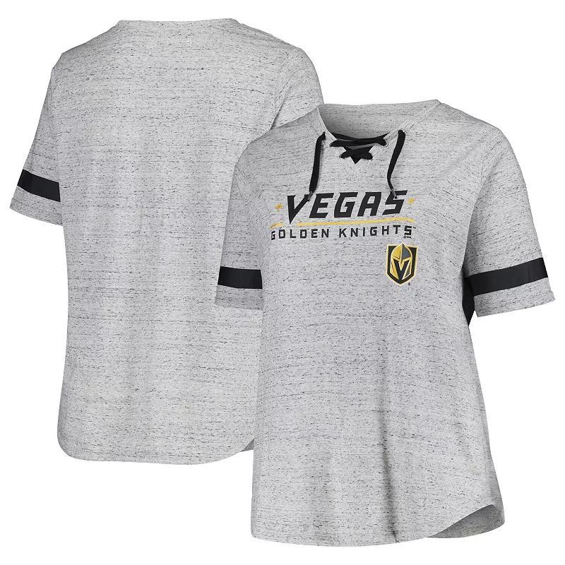 Womens Fanatics Heather Gray Vegas Golden Knights Plus Size Lace-Up T-Shirt Product Image