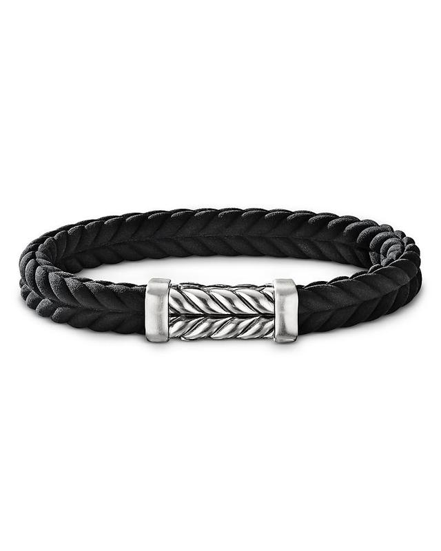 David Yurman Mens Sterling Silver Chevron Woven Rubber Bracelet, 6mm Product Image