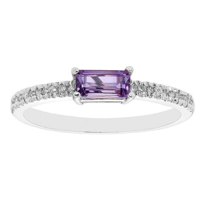 The Regal Collection 14k Gold 1/10 Carat T.W. Diamond & Amethyst Ring, Womens Purple Product Image