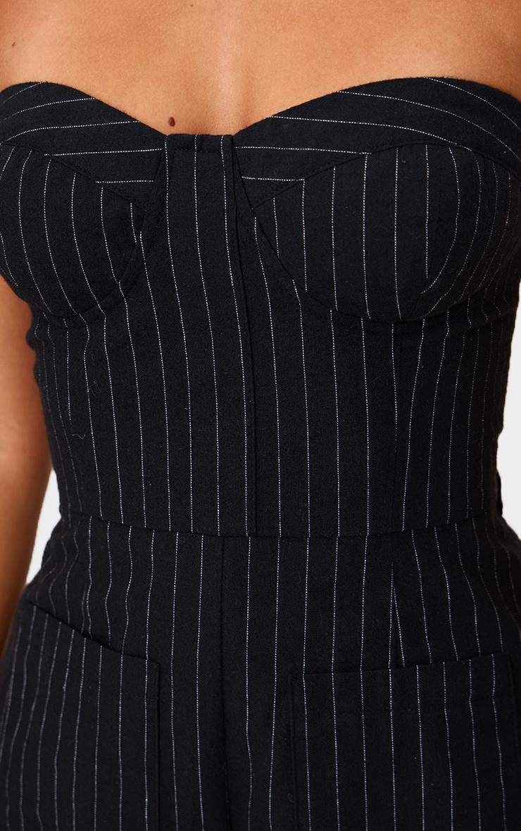 Petite Black Pinstripe Woven Bandeau Romper Product Image