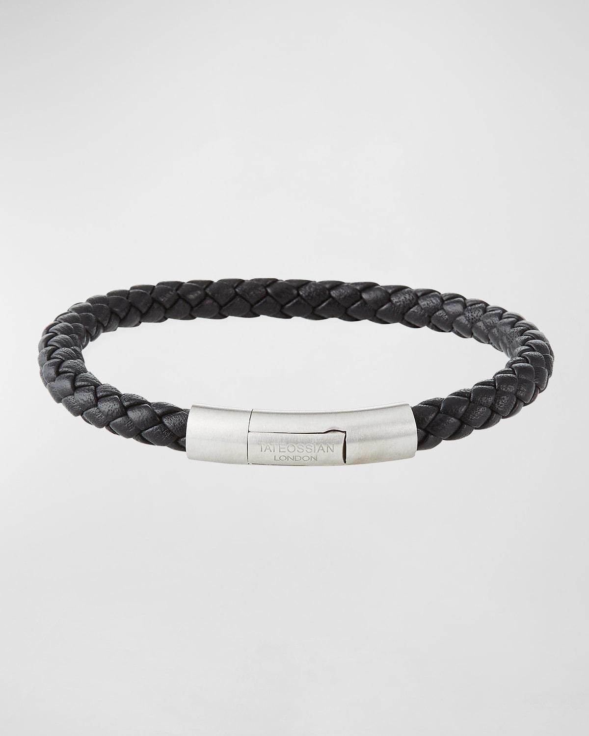 Men's Charles Leather Bracelet, Black Product Image