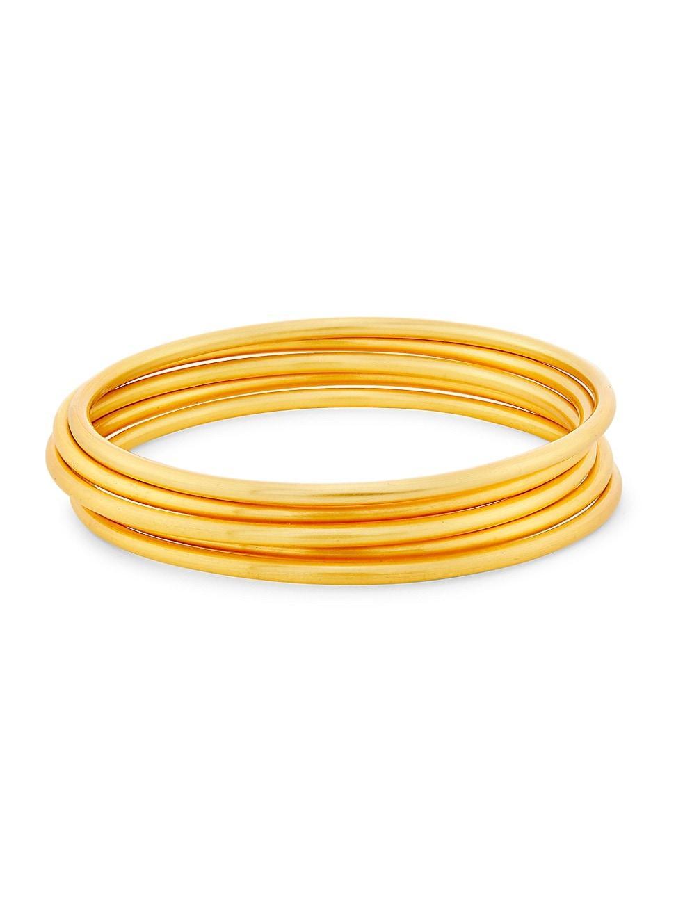 Womens 22K Gold-Plated Brushed 5-Piece Bangle Set Product Image