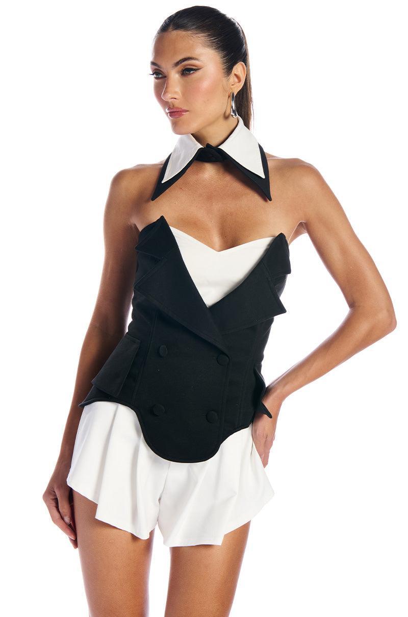 TREATED RIGHT CORSET TOP WITH DETACHABLE COLLAR product image