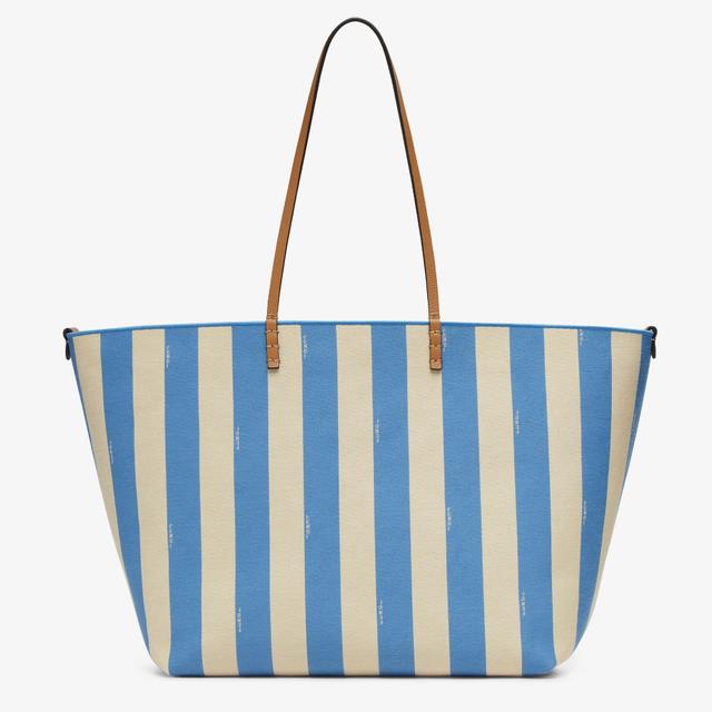 Large RollReversible shopper in Pequin striped and light blue FF fabric Product Image