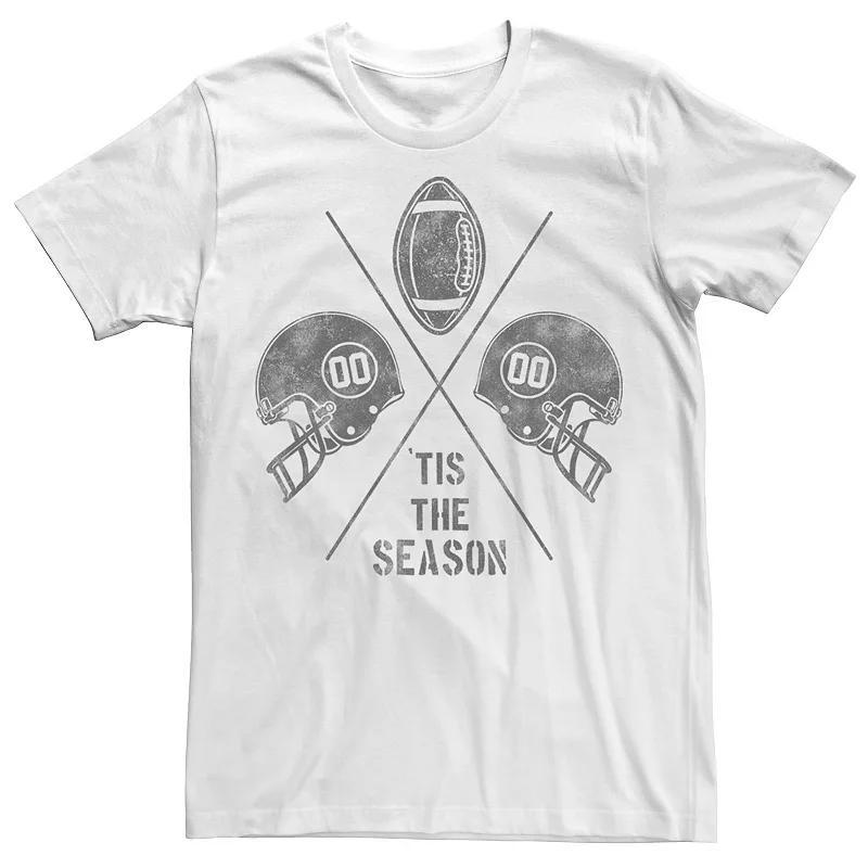 Mens Tis The Season Distressed Football Icons Tee Product Image