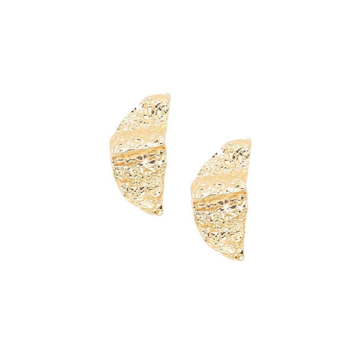 Sohi Womens Gold Dented Metallic Drop Earrings Product Image