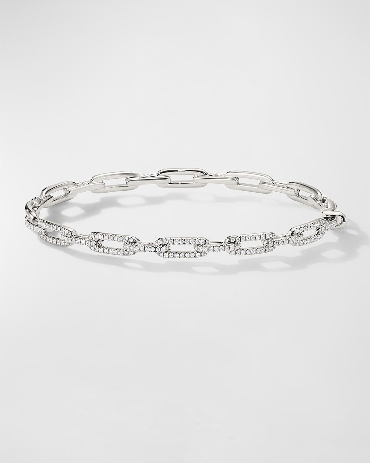 Womens Stax Chain Link Bracelet in 18K White Gold with Pav Diamonds Product Image