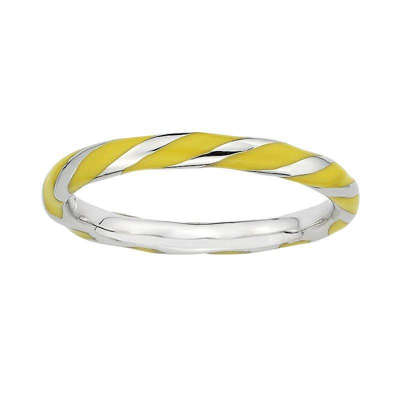 Stacks & Stones Sterling Silver Yellow Enamel Twist Stack Ring, Womens Product Image