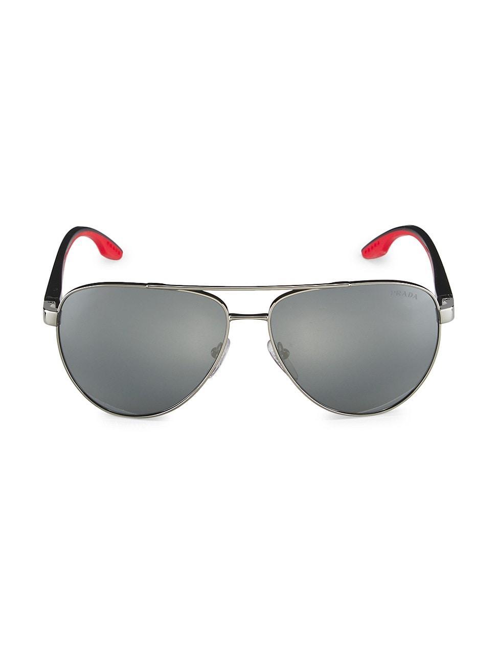 Mens 61MM Metal Pilot Sunglasses Product Image